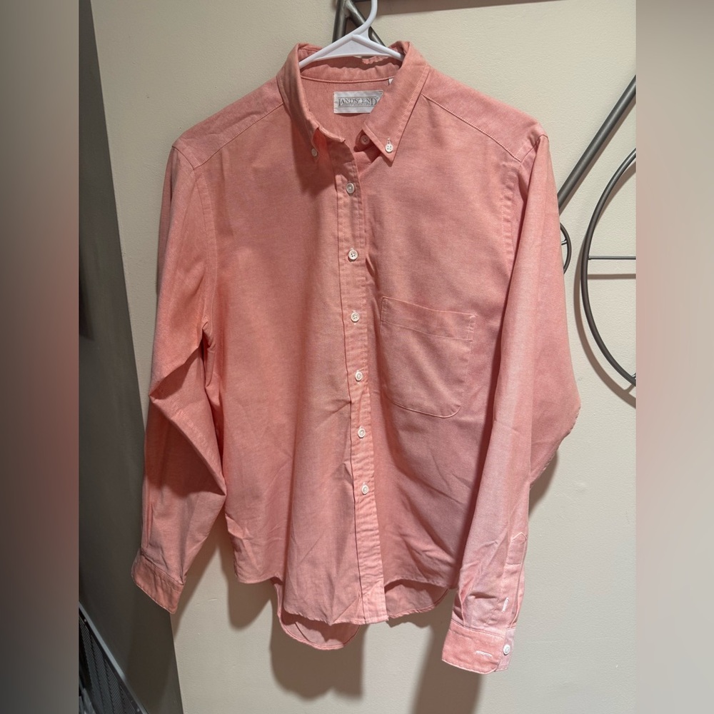 Lands' End Coral Button-Up Shirt Size 6 Cotton Blend